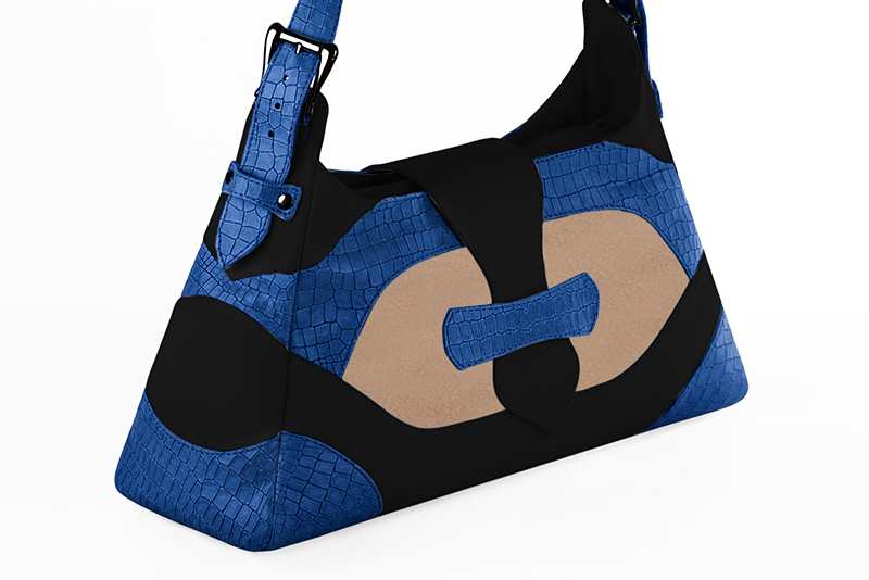 Handcrafted women's luxurious elegant handbag in premium electric blue, biscuit beige and matt black leather. Perfect for elevated everyday style.   
                Choose from our luxurious collections of leather and fabric to perfectly match your handbags to your outfits.